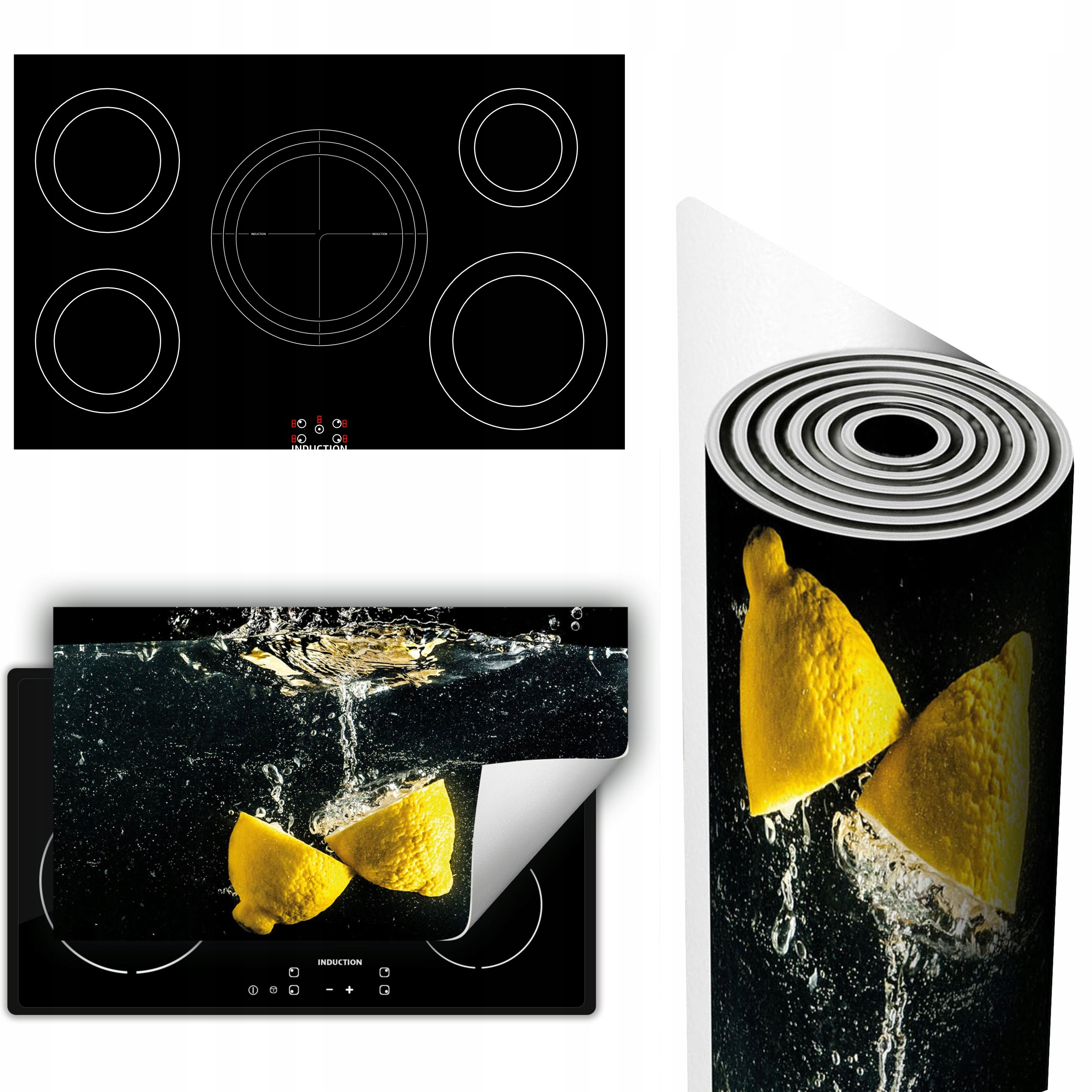 Vinylová Podložka Ochrana Sporáku Desky 90x52 černá citron