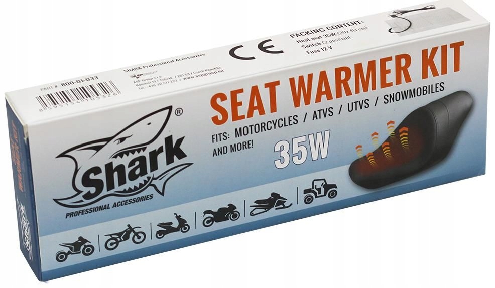 Shark vyhřívání sedadla pro skútry/čtyřkolky/motocykly,12V ,35Watt, 19,5x39