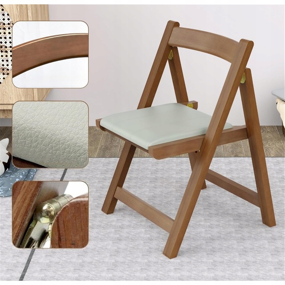 Skládací Židle Z Hnědého A Šalvějového Dřeva S Ergonomickým Obalem