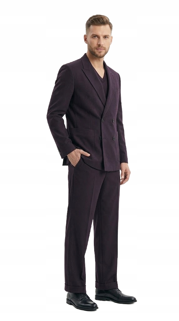 Sahraafra Pánský Oblek Slim Fialový Ozdobný Vzor 38 Opa