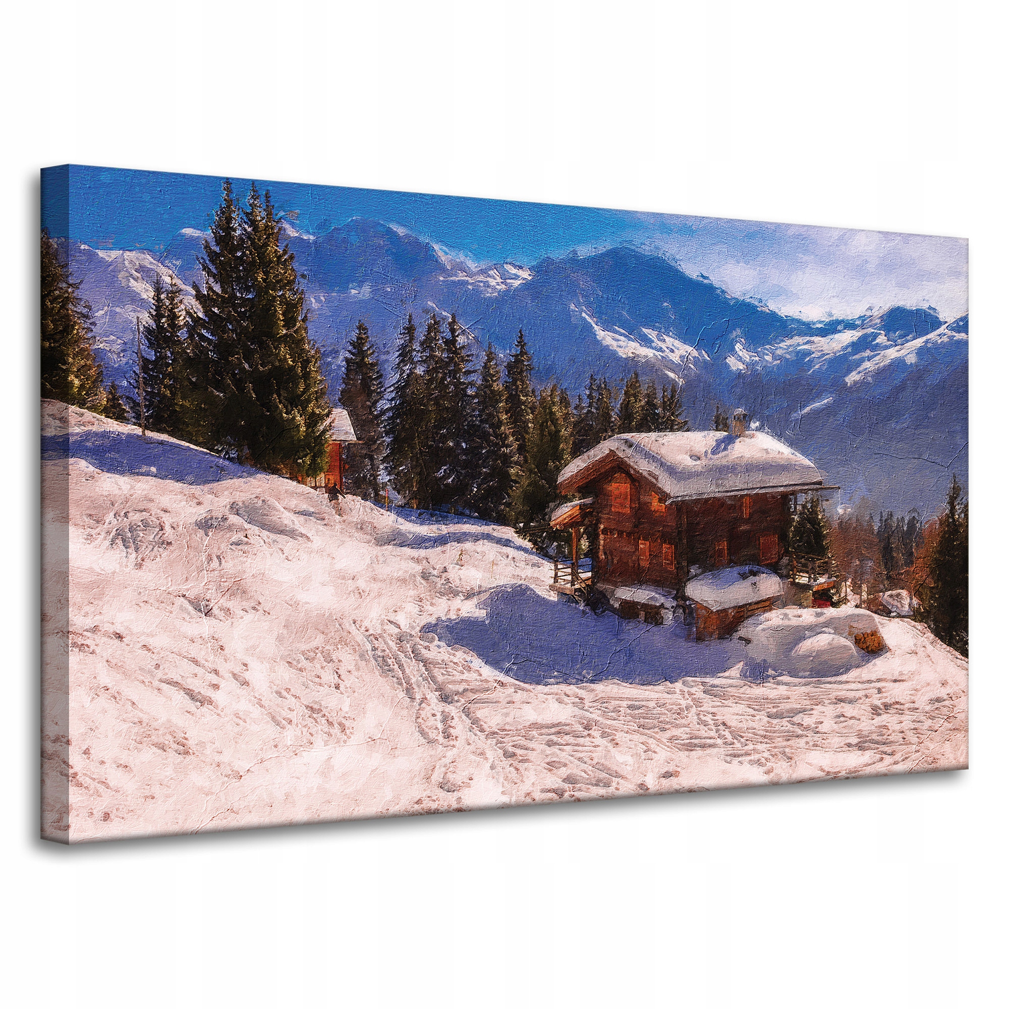 Obraz na plátně Domeček ve Sněžných horách Zima 100x60 cm Ideální jako dárek