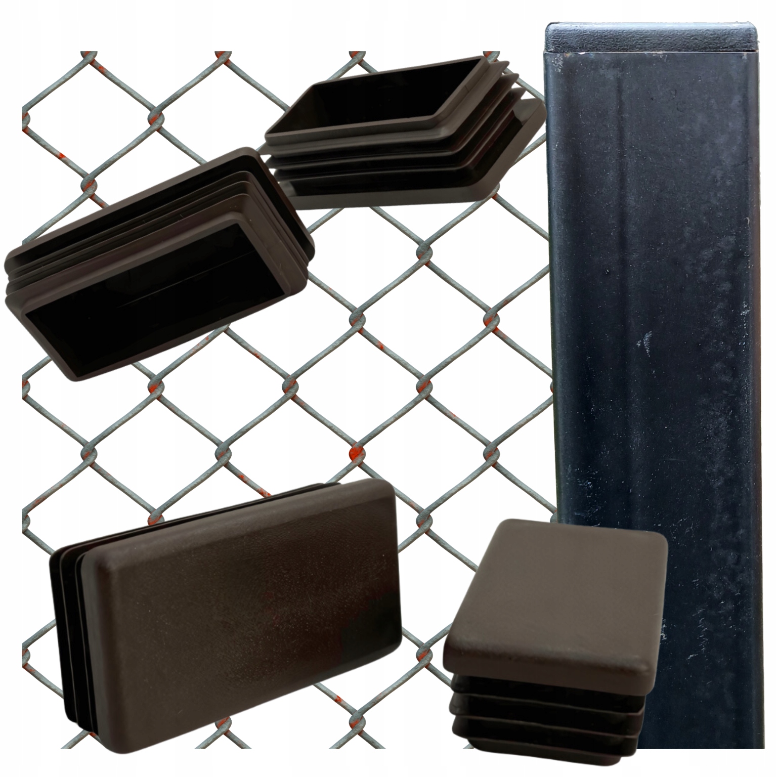 Vnitřní krytka na profil sloupku stříška 60x30 100 Ks Hnědá