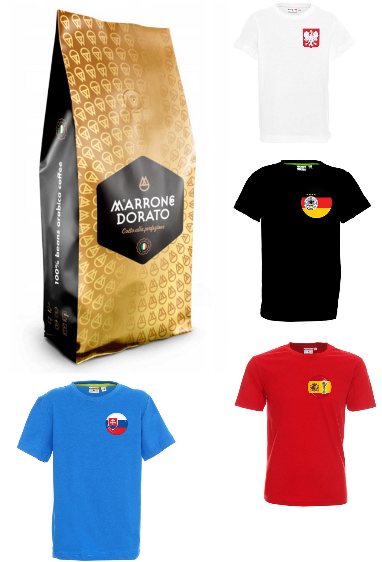 Levně 3 ks Káva zrnková Dorato 1KG Arabica Trička