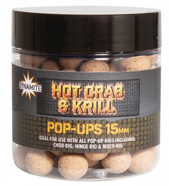 Kulki pływające Dynamite Baits Hot Crab & Krill Pop-Ups 15mm 90 g