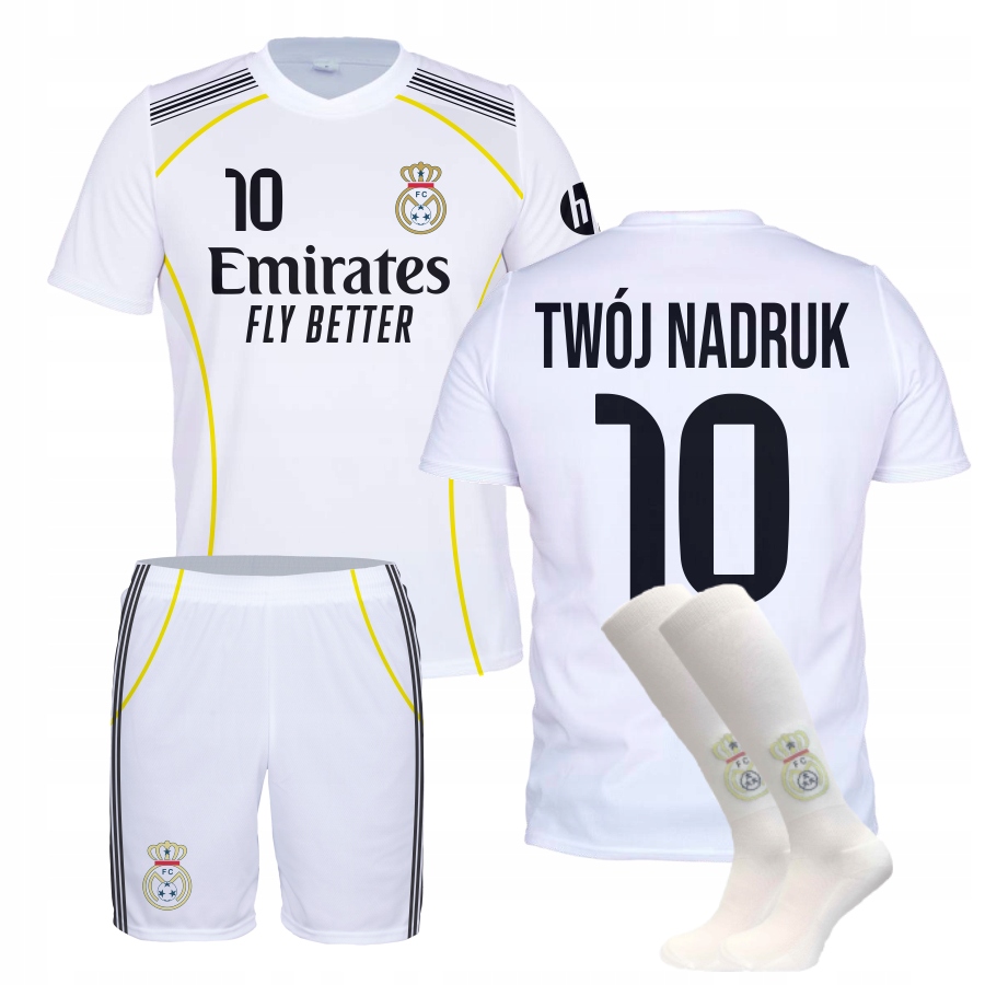 Fotbalový teplákovka Real Bílý štulpny Vlastní Potisk velikost 140