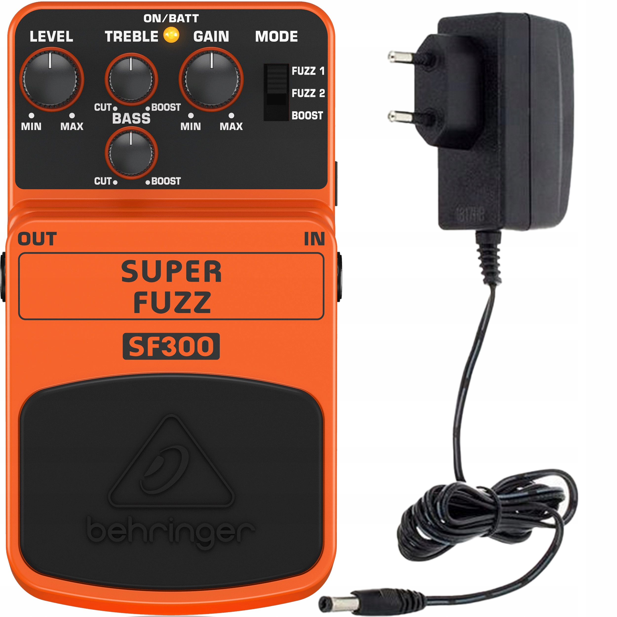 Kytarový efekt Behringer SF300 Fuzz Přepínač Napájecí zdroj 9V Set