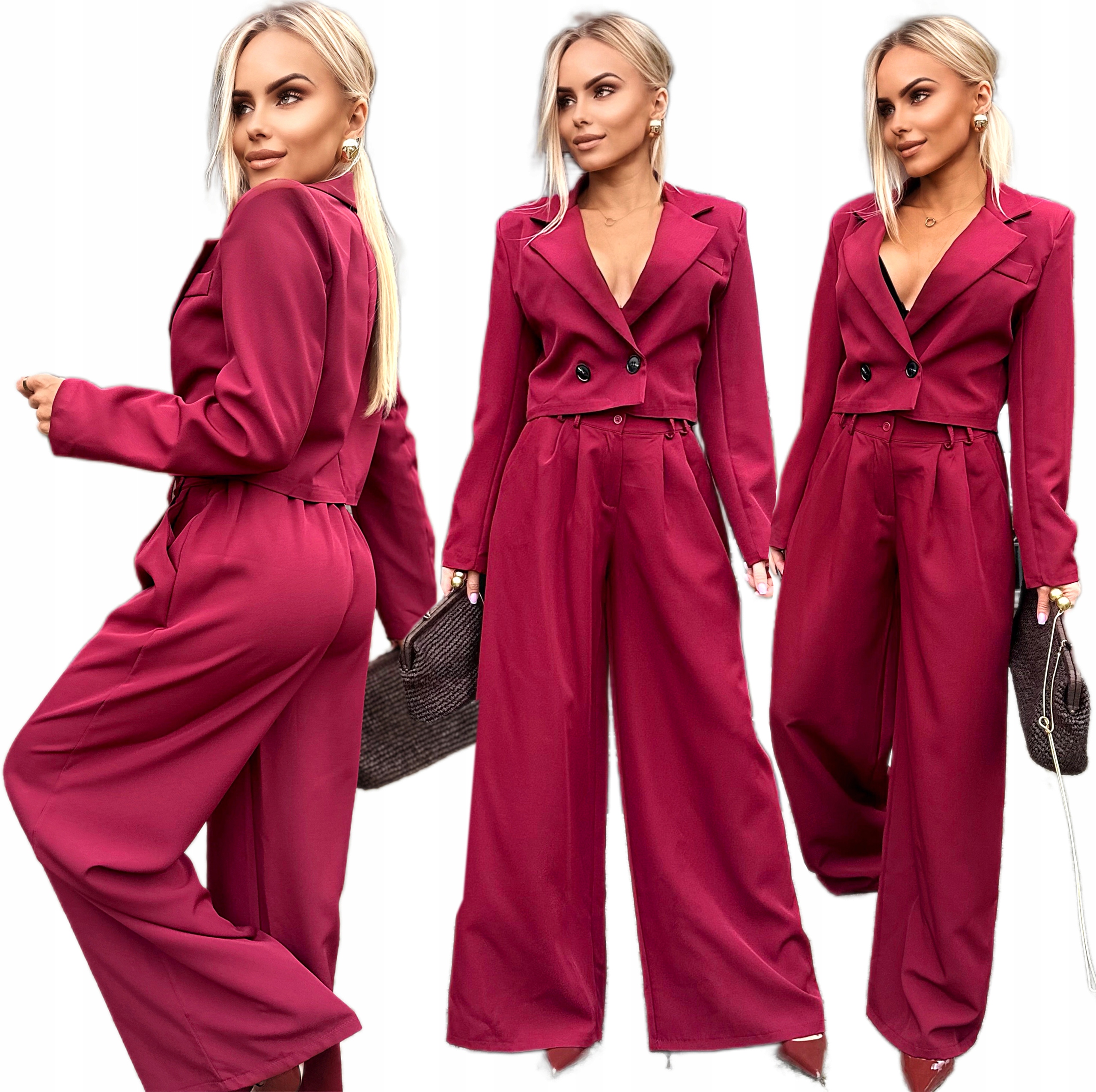 Bordó Komplet dámský krátký sako komplet kalhoty L Kris