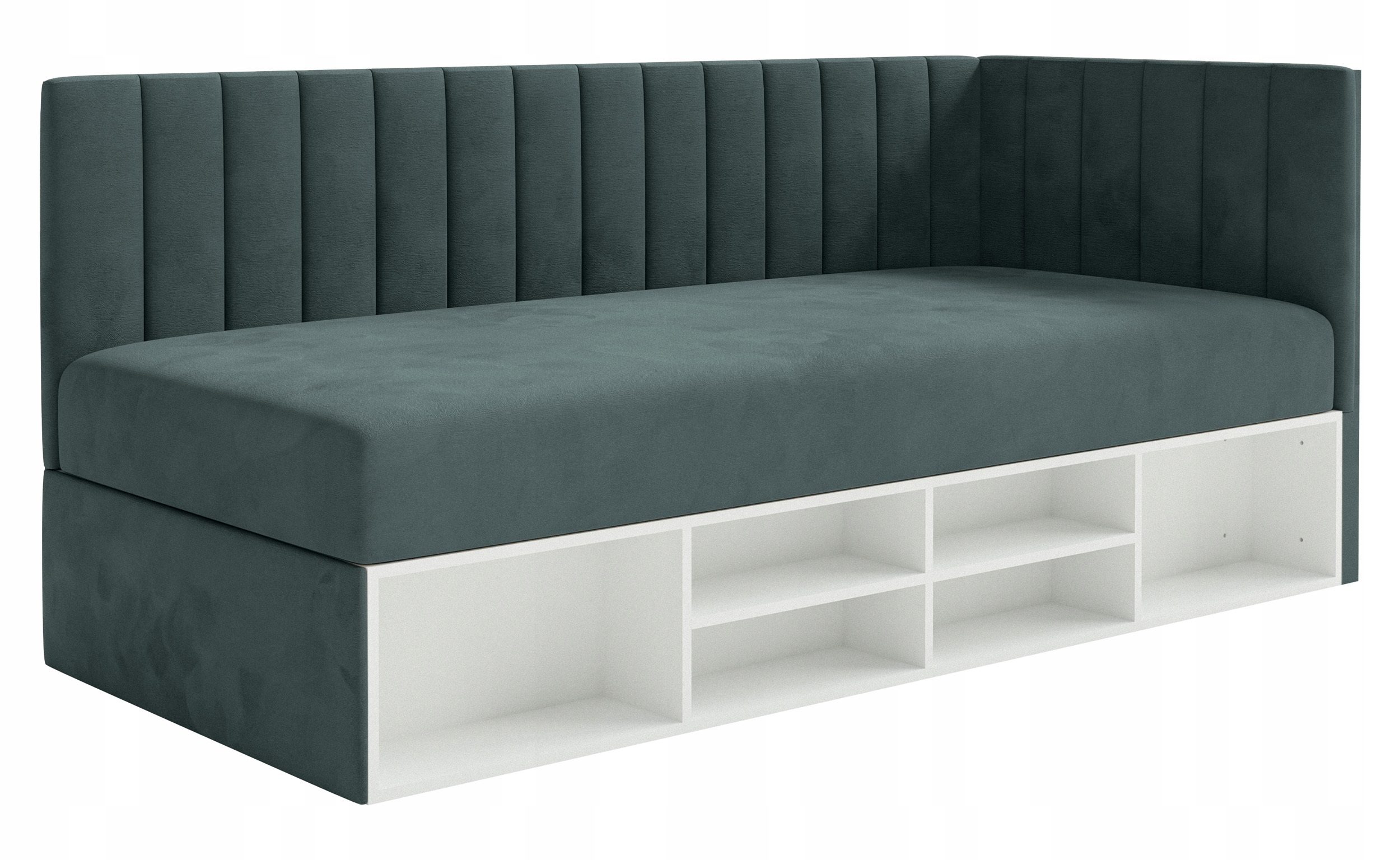 Postel pro mláděž 90x200 cm Ventrio modrošedá hydrofobní velurová pravá
