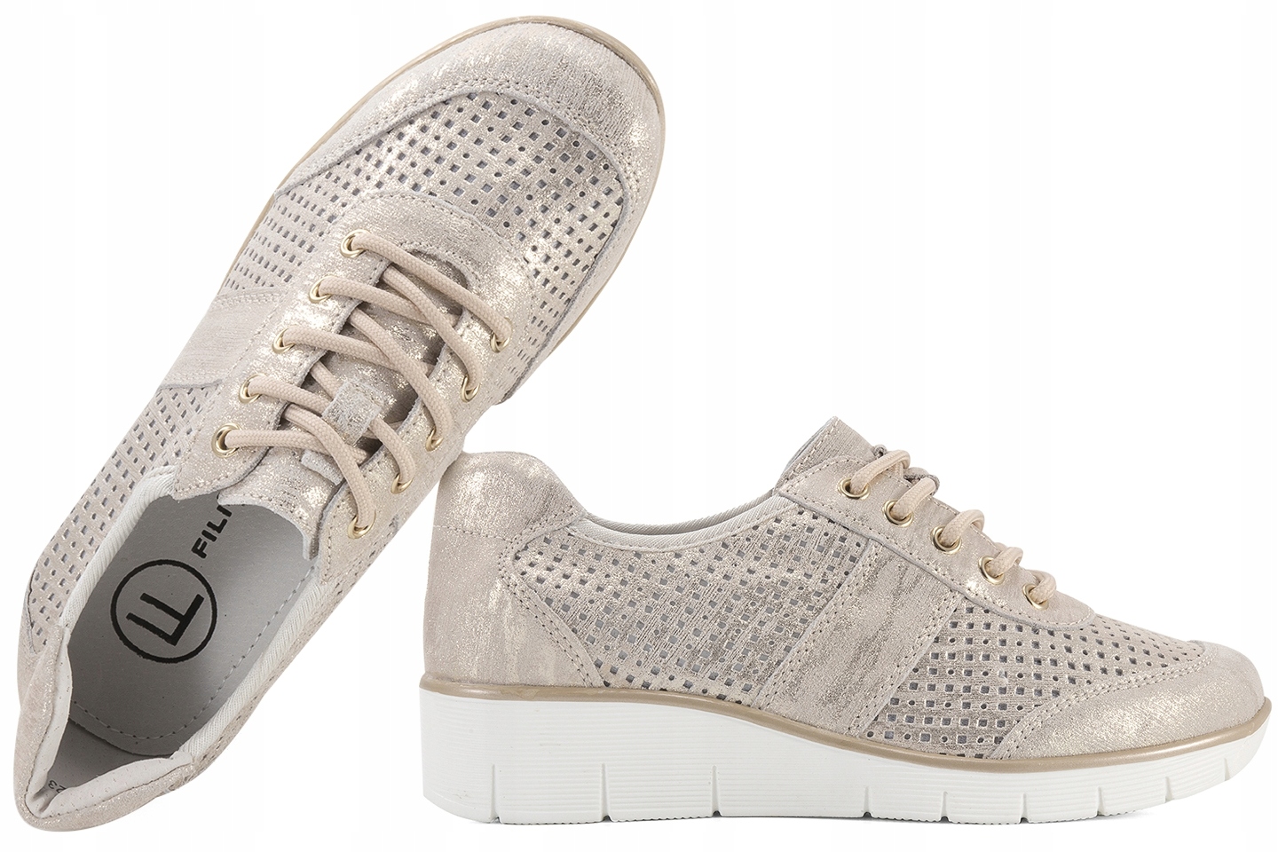 Filippo DP028 Kožené Polobotky Dámské Tenisky Koturn Zlatá 41