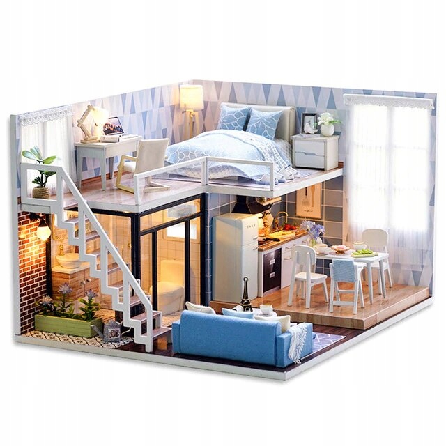 

Drewniany Domek model Dla Lalek do złożenia Diy