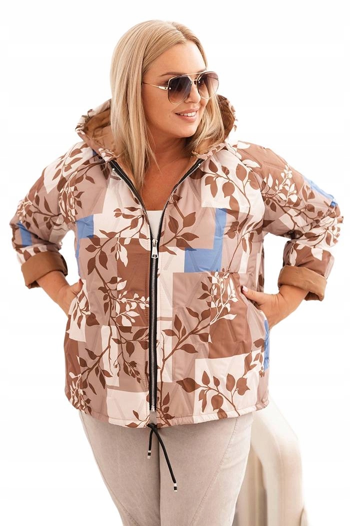 Dámská bunda Plus Size s kapucí a prodlouženým zadním dílem typu fango