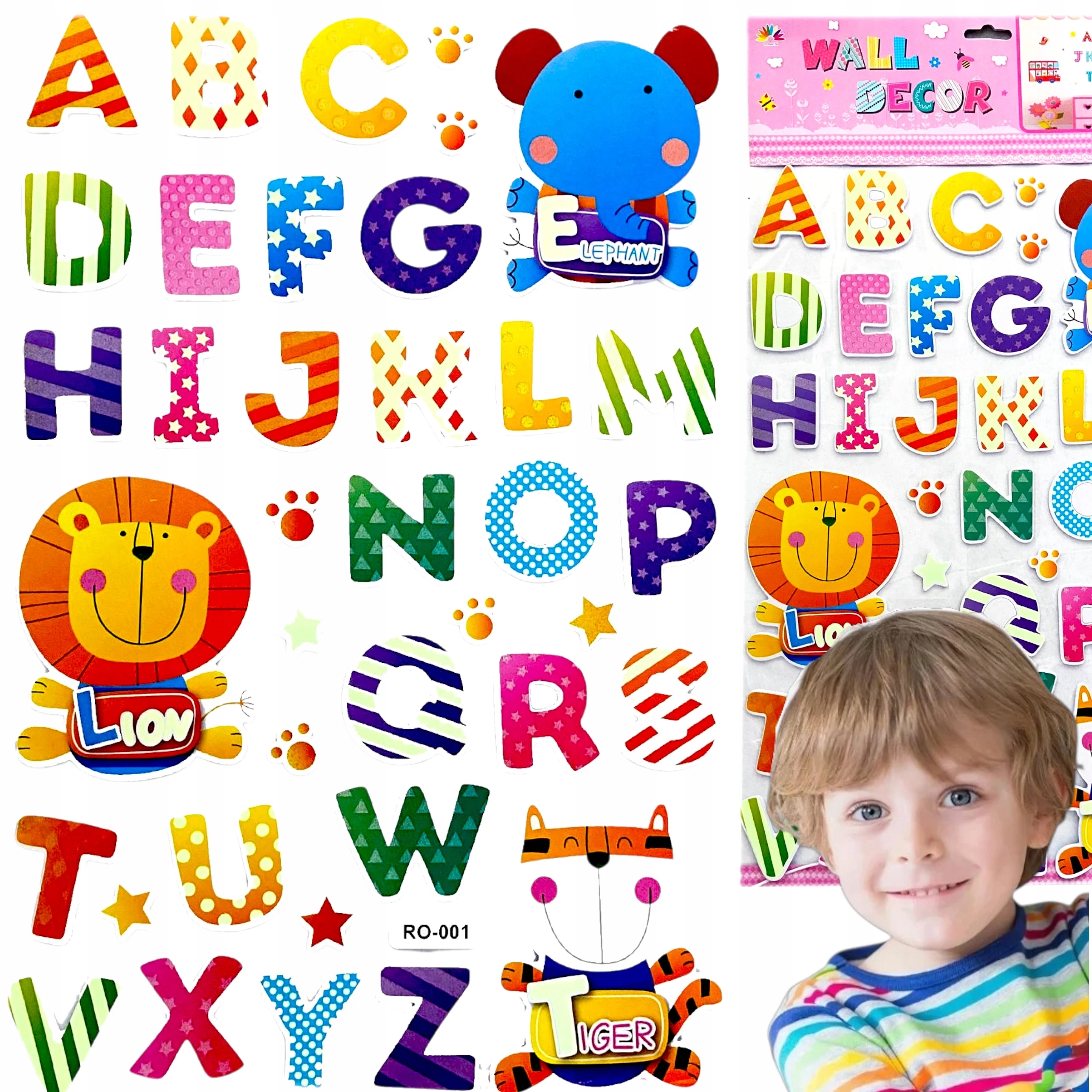 3D FALMATRICA GYEREKEKNEK ÁBÉCÉ ÁLLATOK SZOBA DEKORÁCIÓ FALRA Csomagolás állapota eredeti