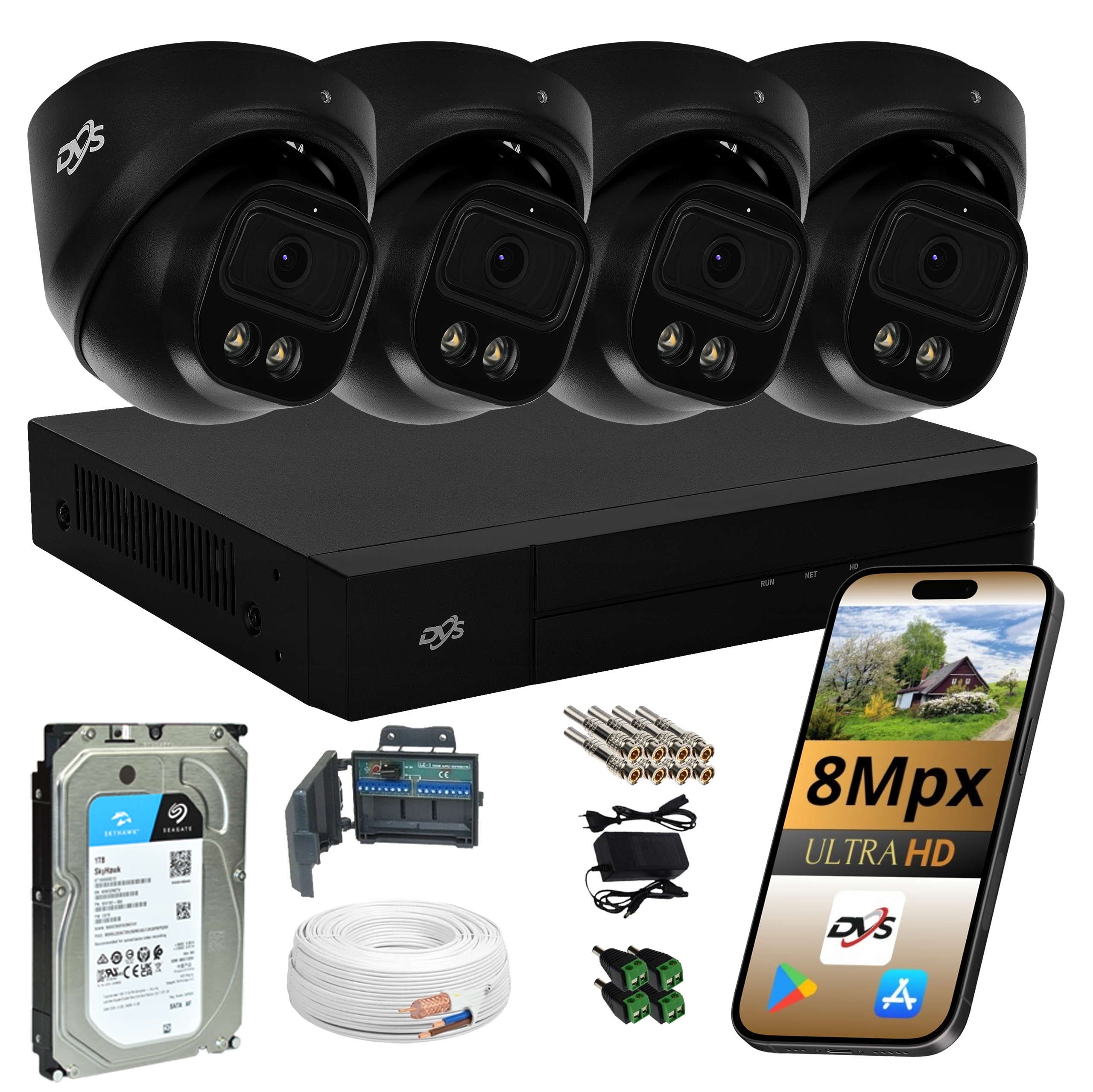 Sada 4 Venkovních Analogových Kamer pro monitorování 8Mpx Dual Light 1TB