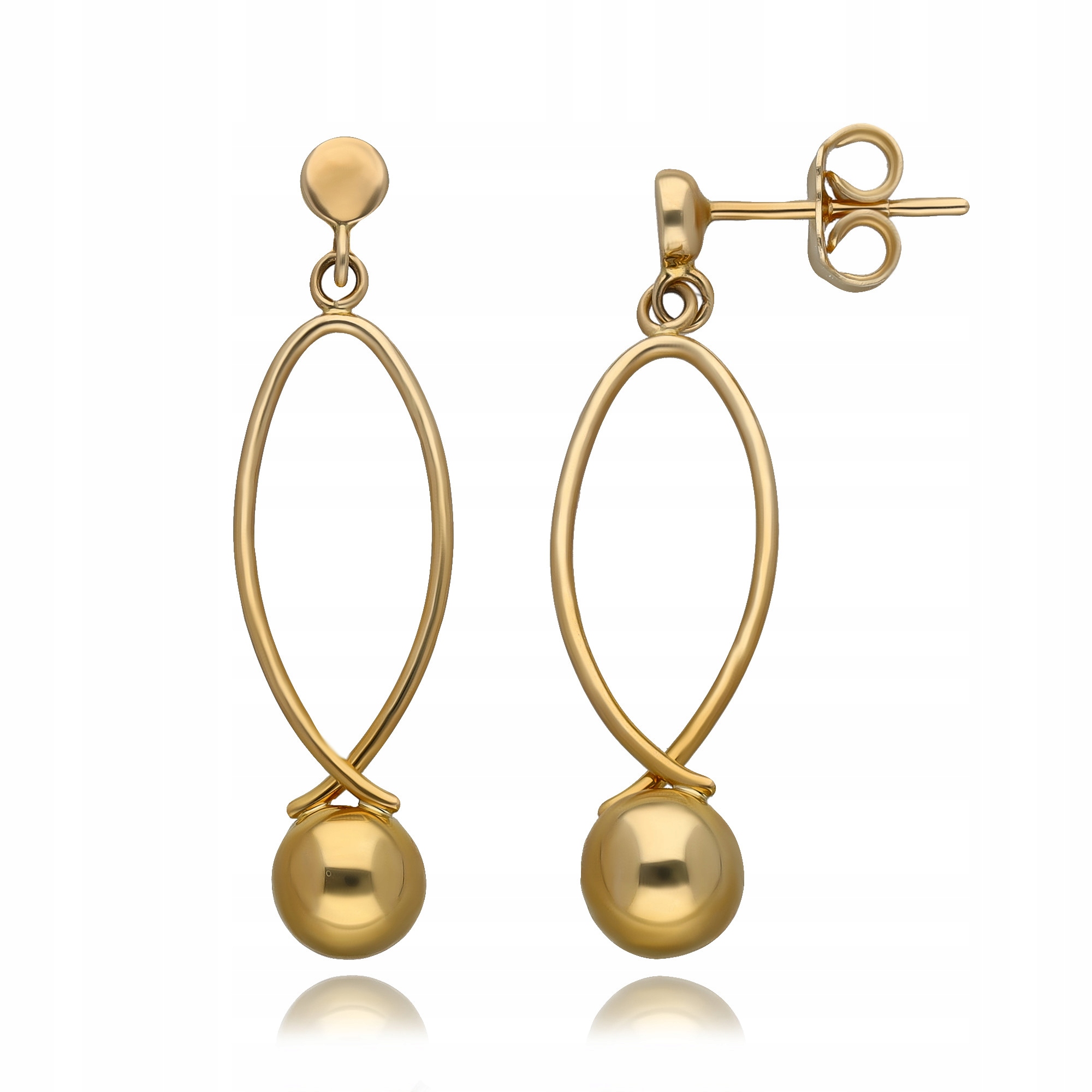 Zlaté Náušnice Kuličky Dámské Kuličky Visící Na Tyči Svatba zlato pr.585