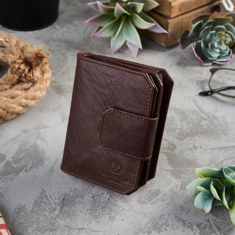 SKÓRZANY PORTFEL DAMSKI Z OCHRONĄ RFID BRĄZOWY Stan opakowania oryginalne