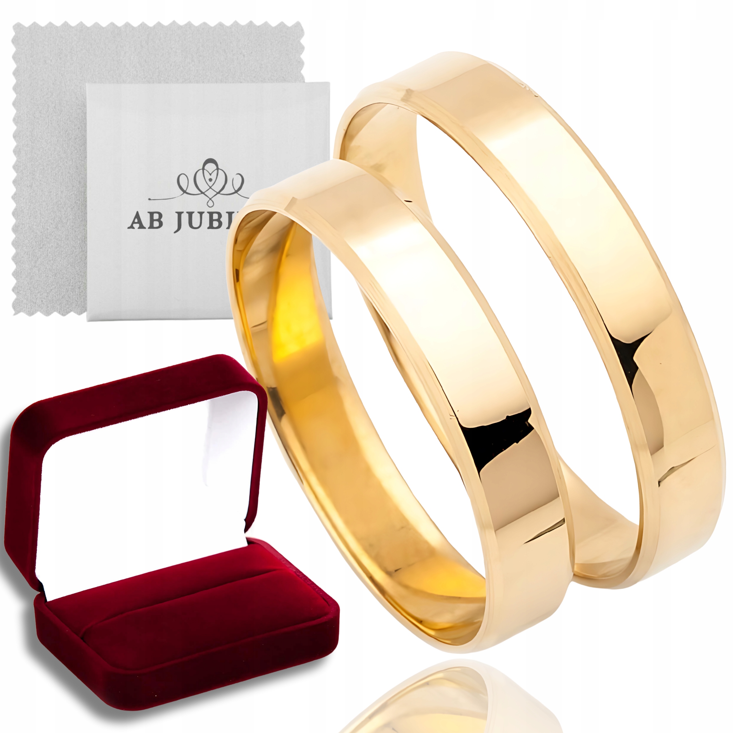 Zlaté Prsteny 14K Ploché Trapez 3 a 4 mm Gravírování