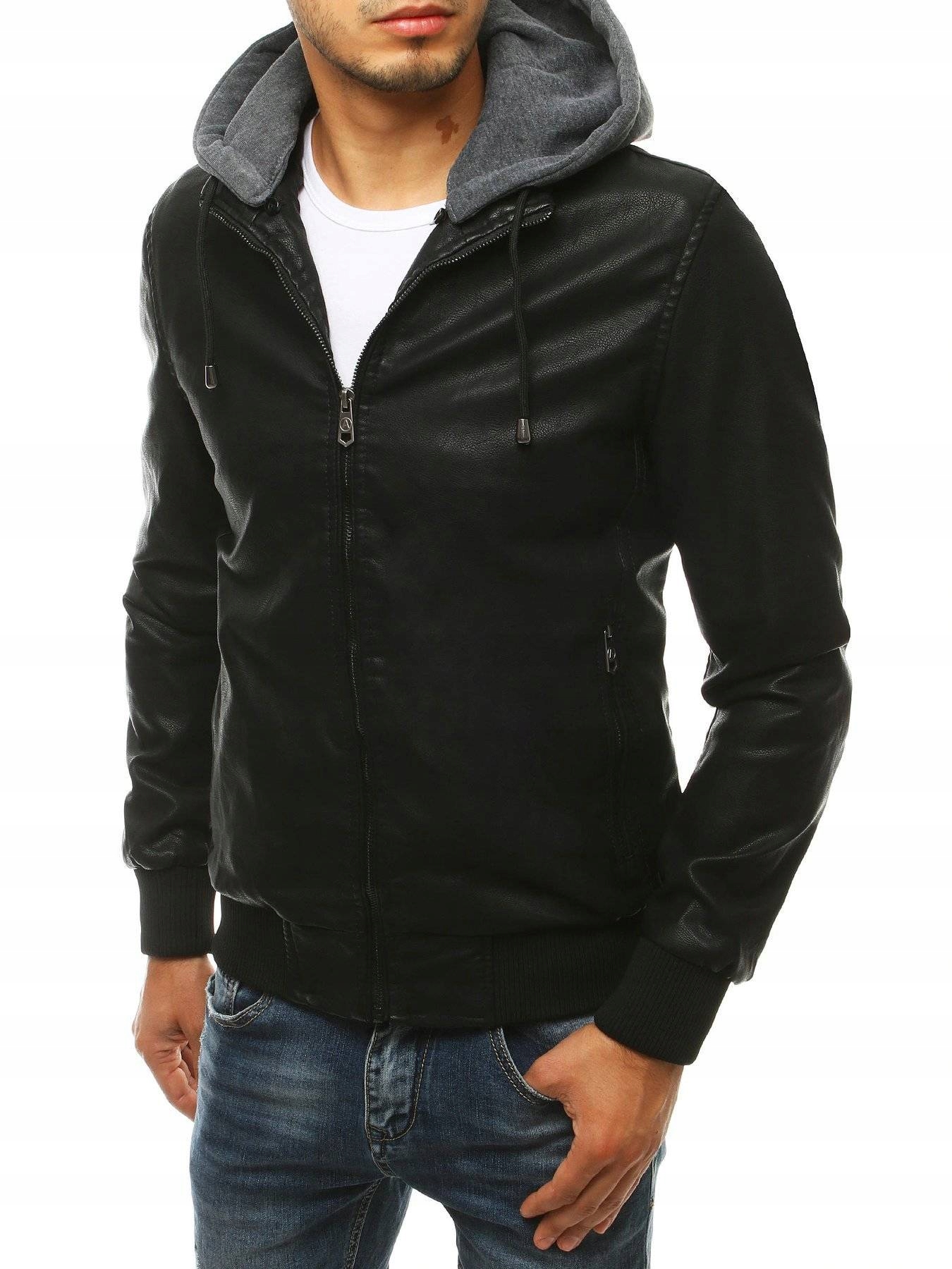 

Kurtka Męska Skórzana Z Kapturem roz. XL