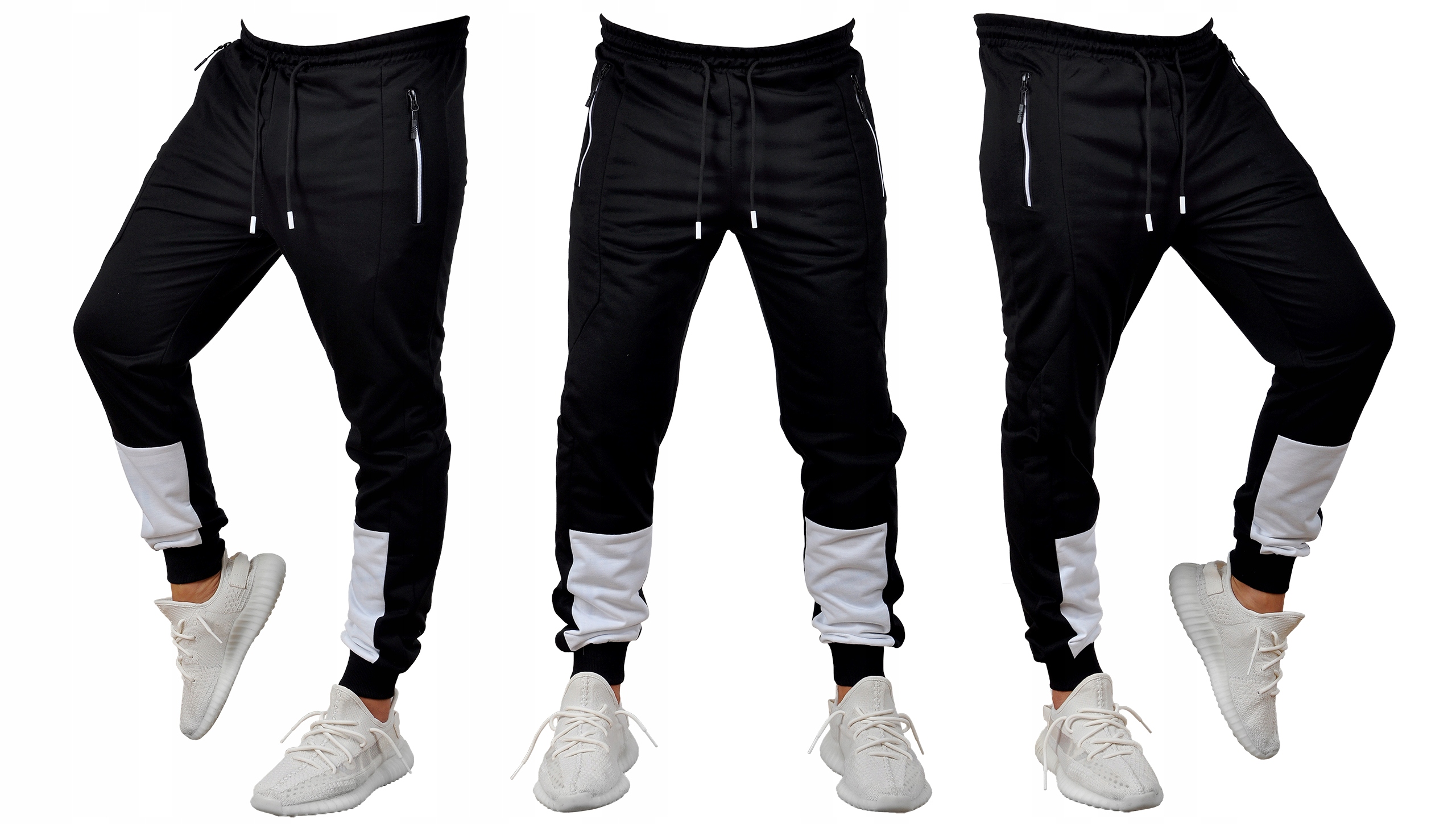 K190 r. L MĘSKIE SPODNIE DRESOWE JOGGERY Długość nogawki długa