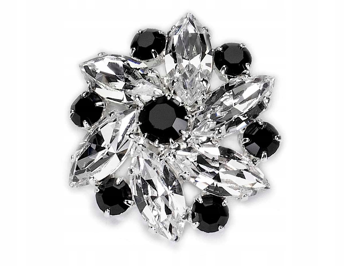 

Broszka Czarna Srebrna Okrągła Jablonex Elegancka