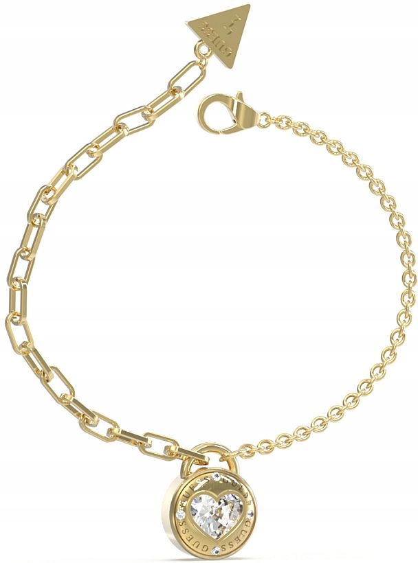 Dámský náramek Guess Rooling Hearts Kolečko Srdce Zirkon Ocel pozlacená