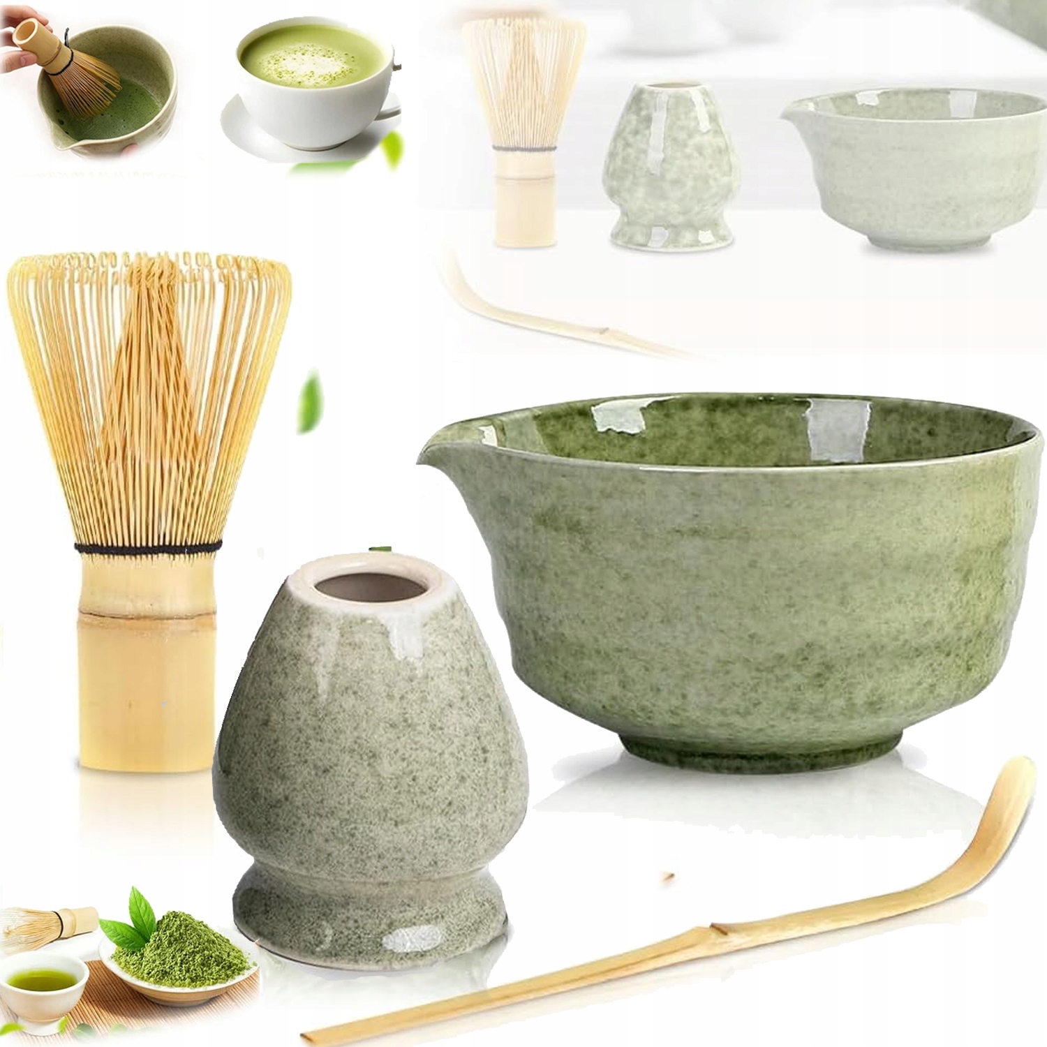 Levně Startovací Sada Matcha Čajová Sada Matcha Pro Čisticí Metlu 4V1