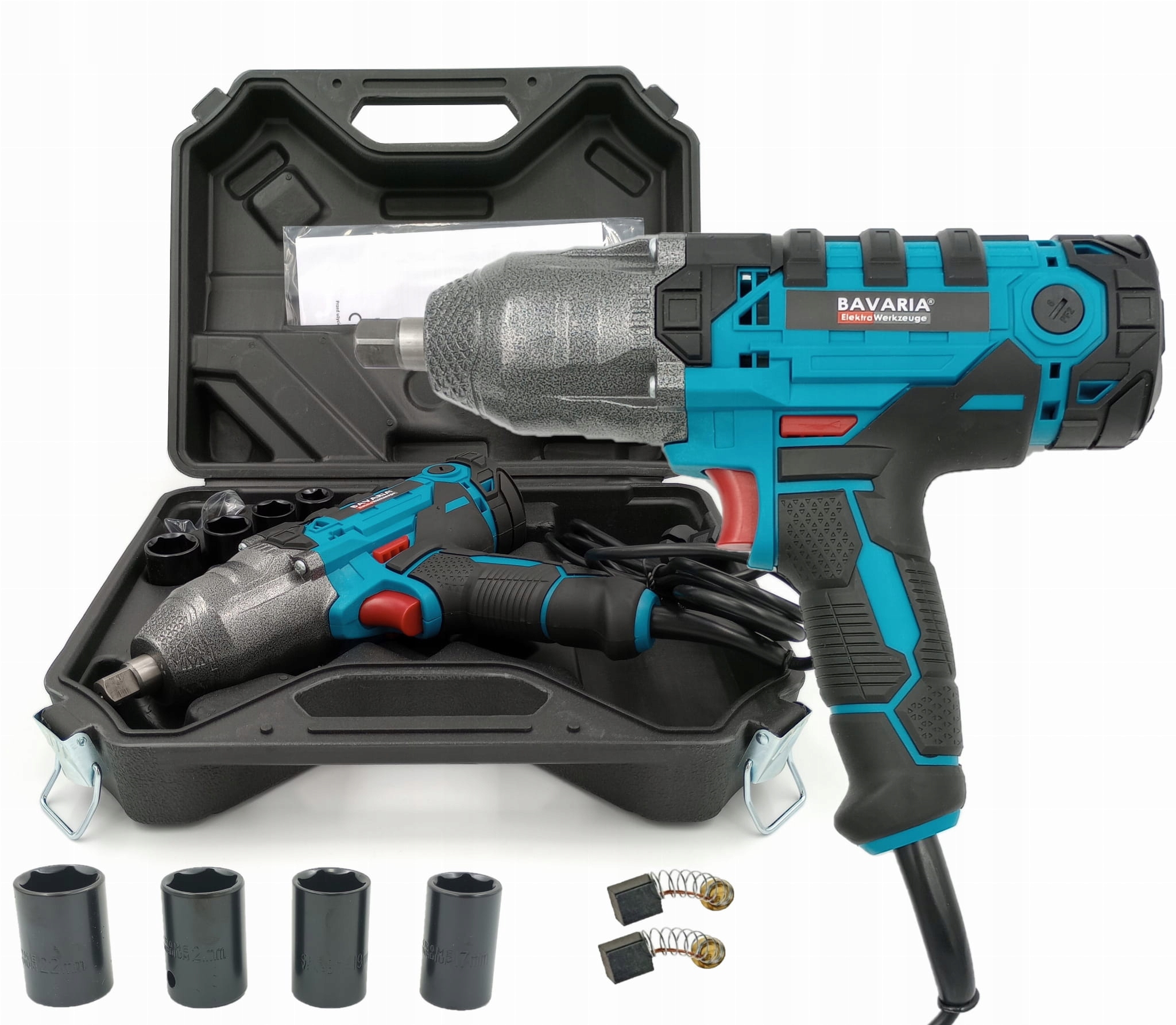 KLUCZ UDAROWY ELEKTRYCZNY DO KÓŁ 2000W 750Nm 1/2" MOCNY Z ZESTAWEM NASADEK