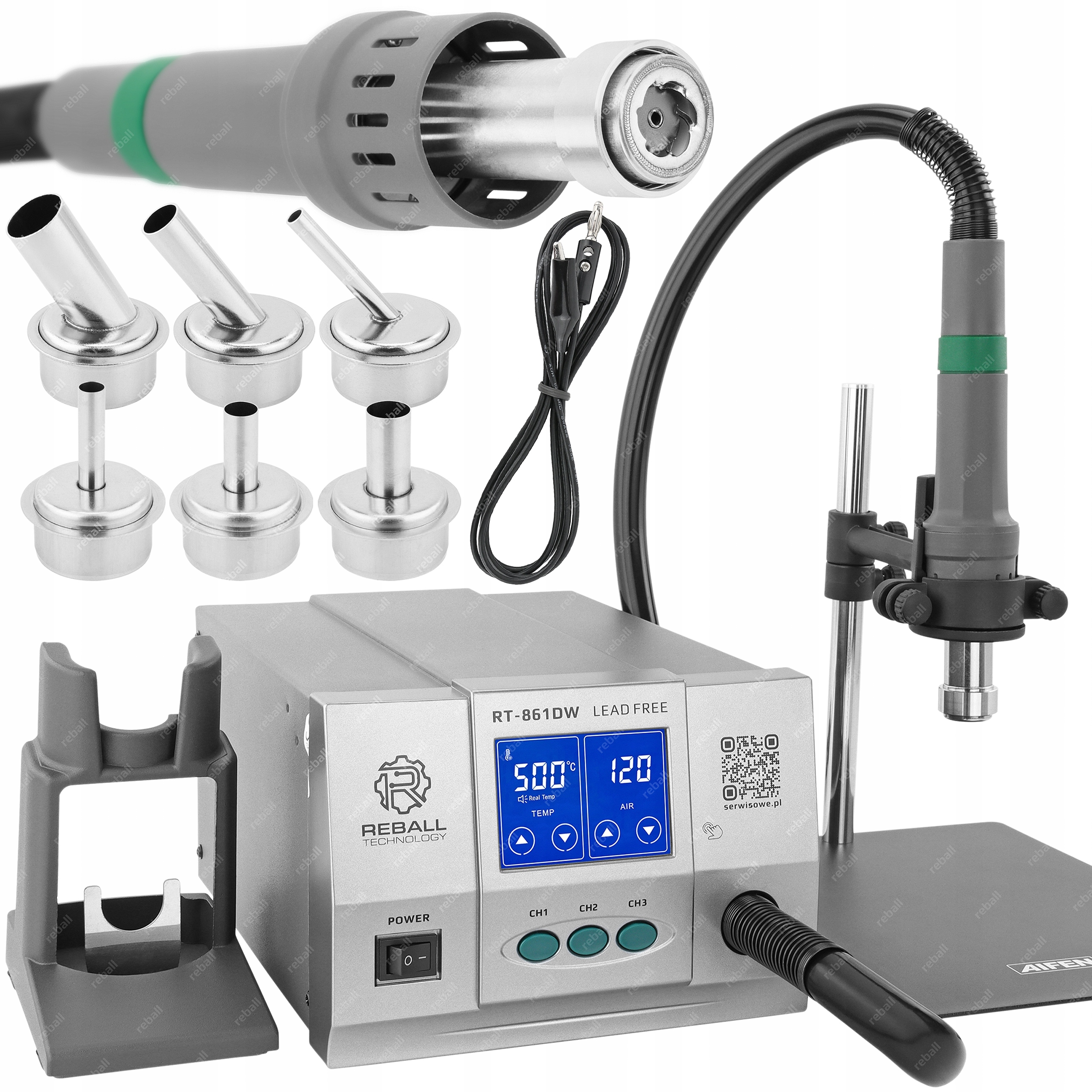 Pájecí Stanice Hot Air Svářečka Reball RT-861DW 1300W Držák Aifen Pro