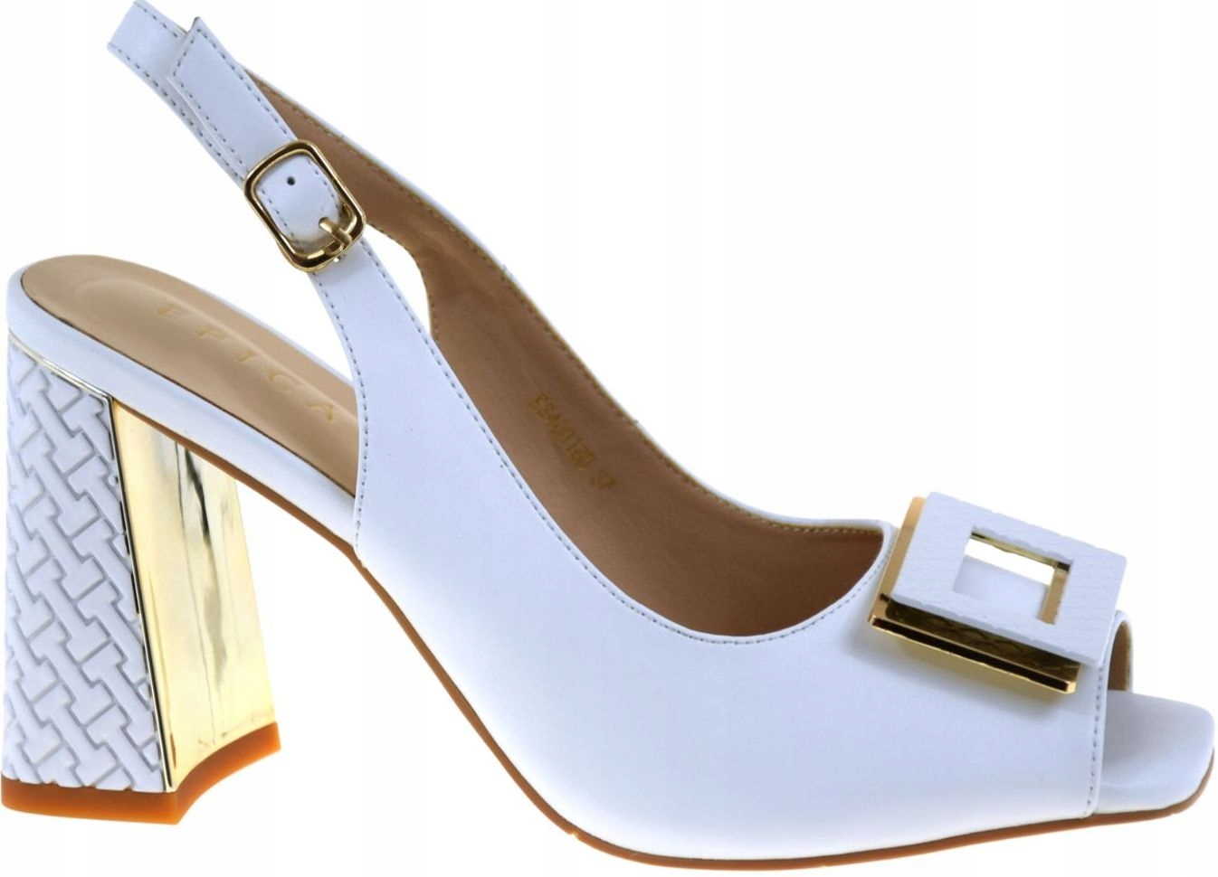 Bílé dámské kožené sandály s elegantním sloupkem Epica K3K340018D 13 VEL.40