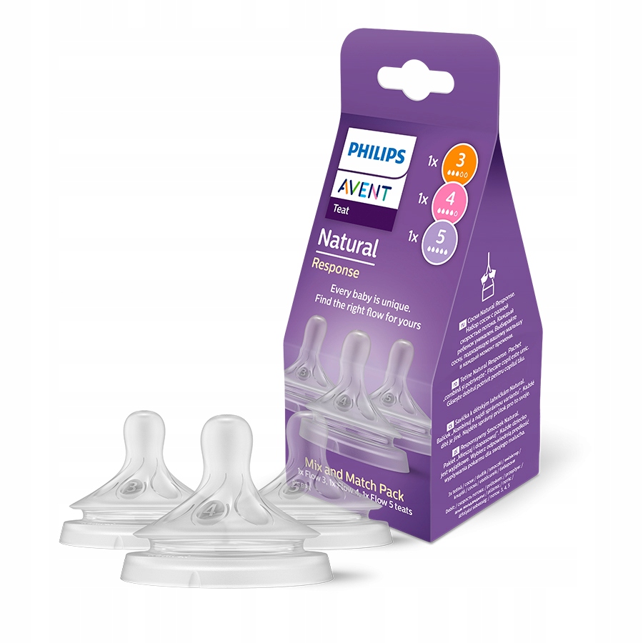 PHILIPS AVENT NATURAL TRZYPAK SMOCZKÓW ANTYKOLKOWYCH 3 RÓŻNE PRZEPŁYWY 1M+