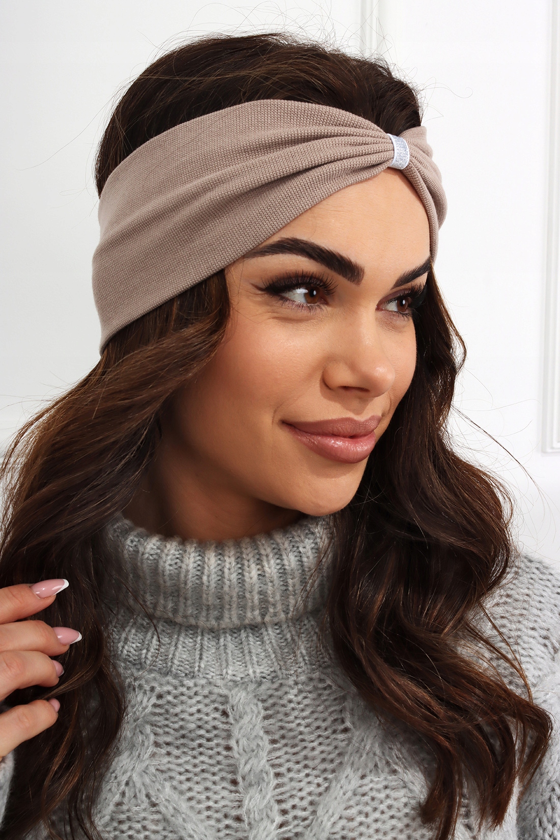 OPASKA DAMSKA NA GŁOWĘ USZY NAUSZNIKI TURBAN WĘZEŁ CIEPŁA PRZEPLATANA KOLOR Płeć kobieta