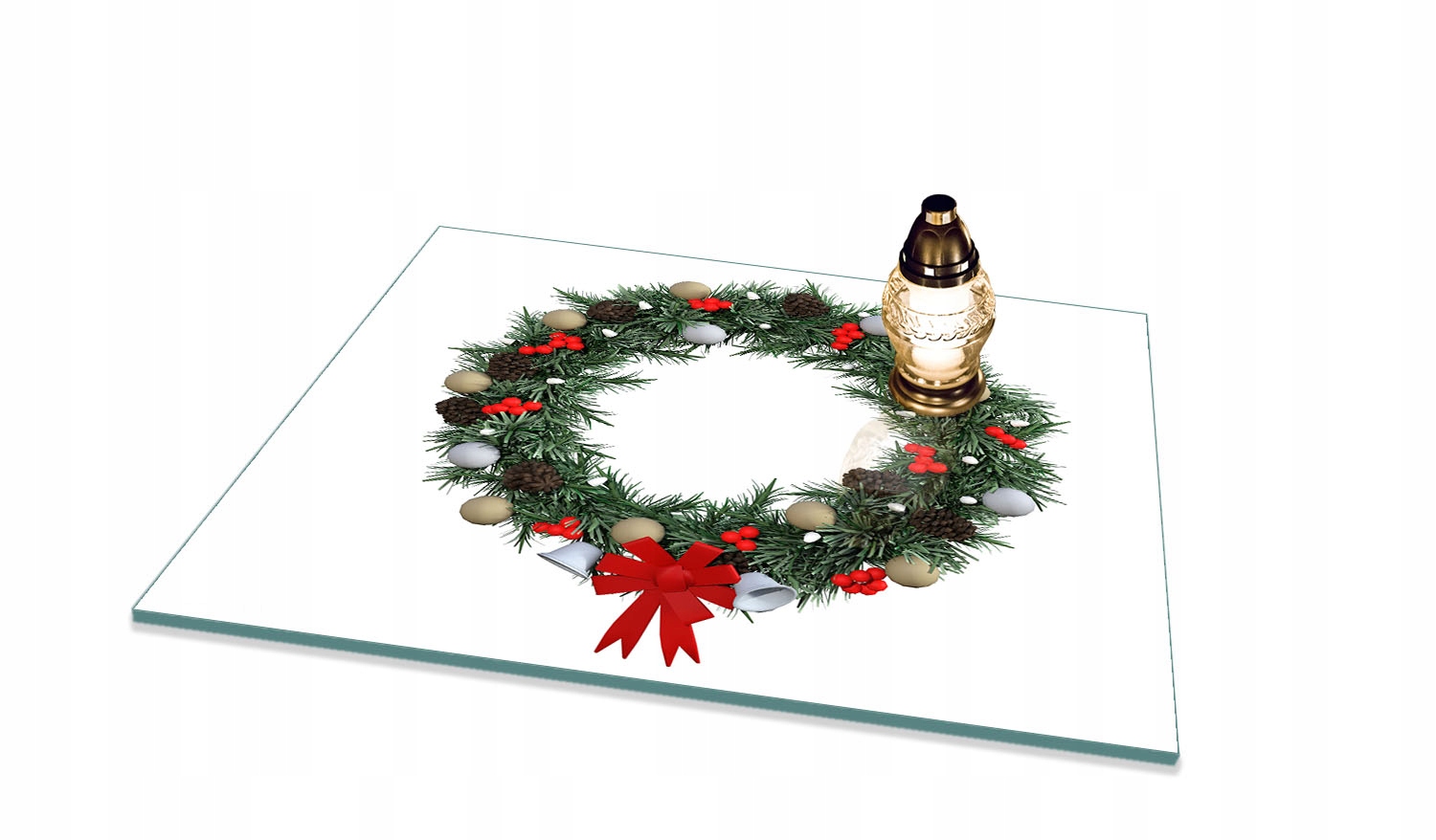 Podstavec pod Hřbitovní Svíčka Tvrzené sklo Vánoční věnec 65x60 cm gumové nožičky