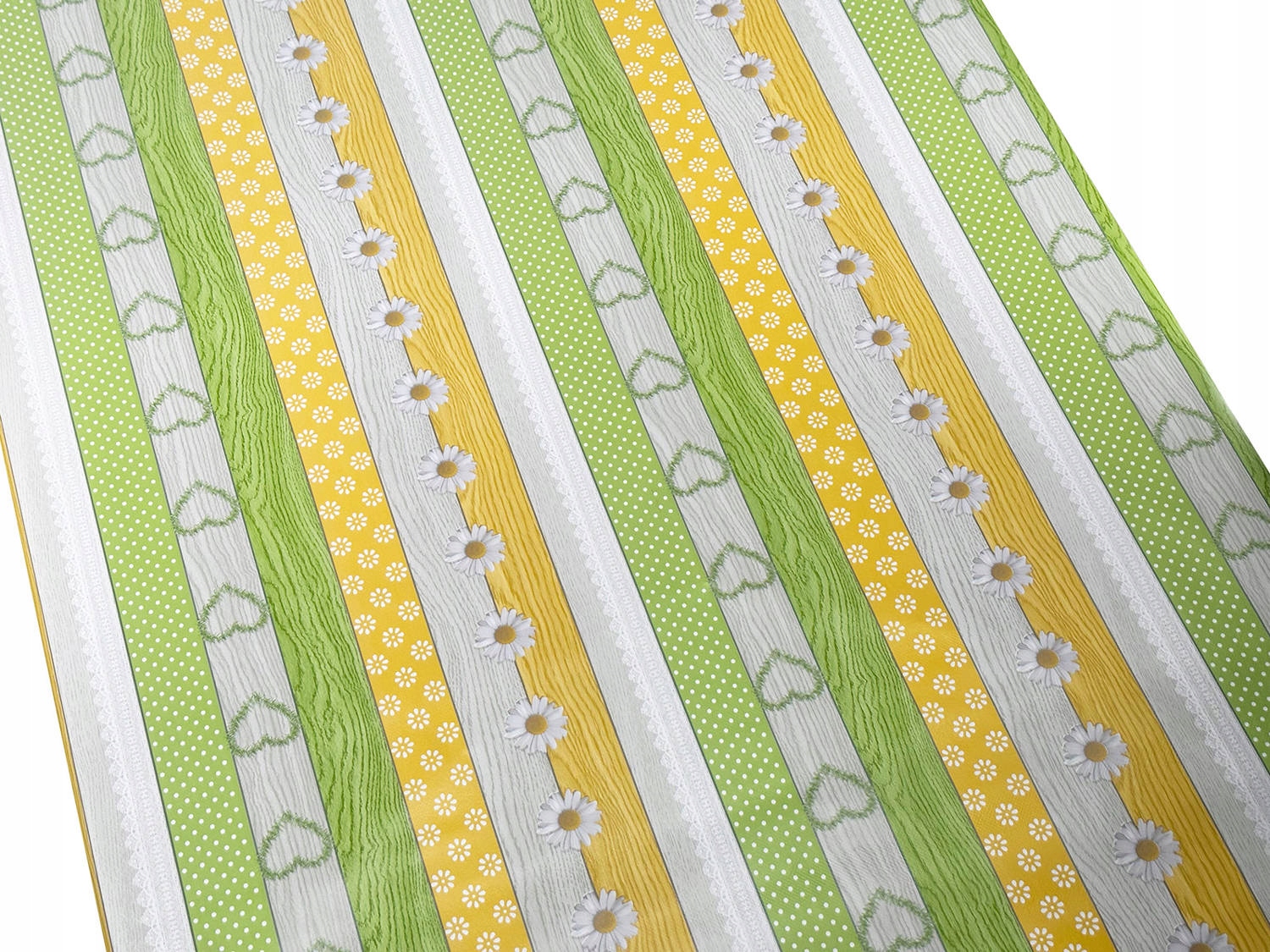 Cerata Obrus Na Wymiar Stokrotki Serca Zielone Żółte 10x140 cm Długość 10 cm