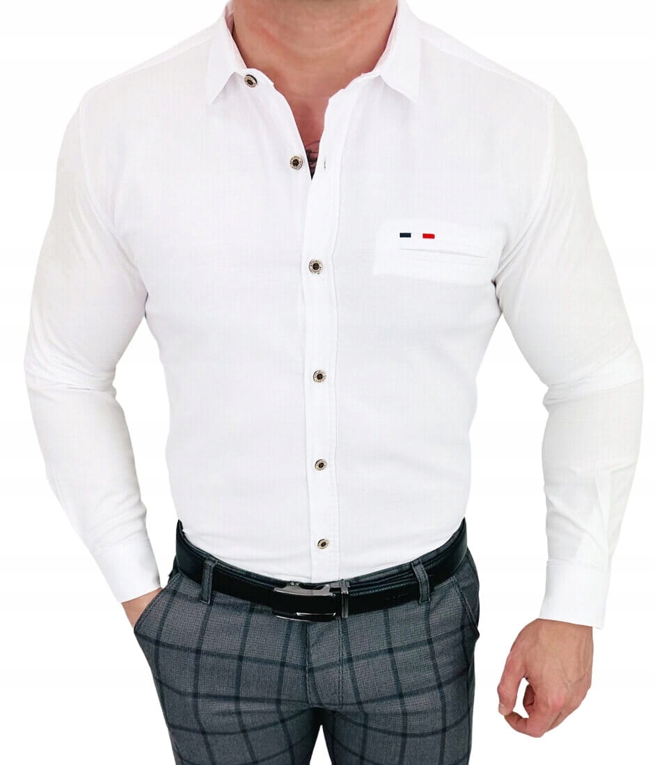 Koszula meska biala slim fit oxford Stylovy 1969 L