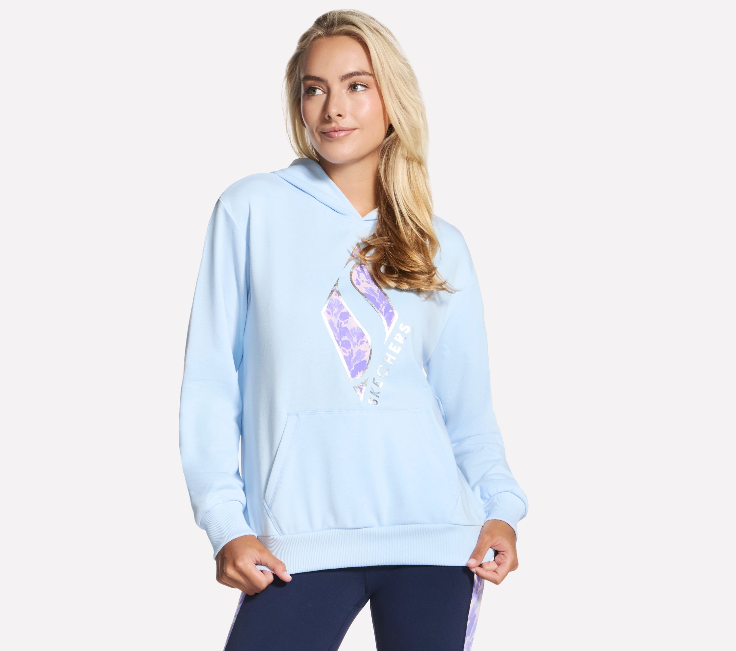 Mikina Skechers Floral Diamond Pullover Hoodie modrá HD114 Swbl