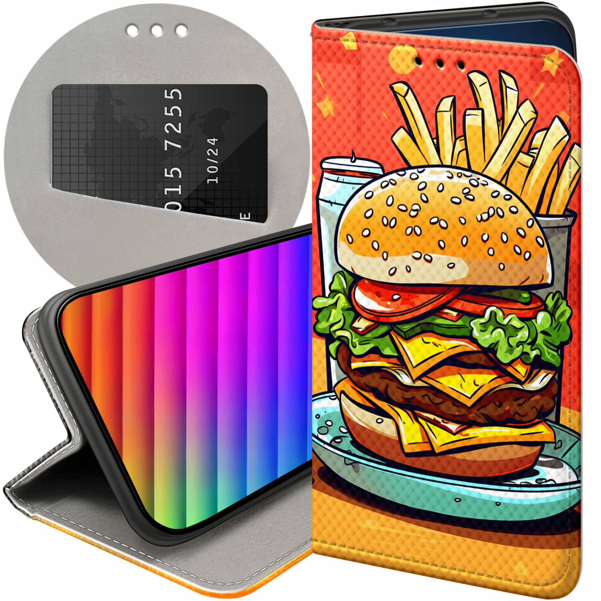 Etui Z Klapką Do Oppo A40 Hamburger Burgery Fast-food Jedzenie Case