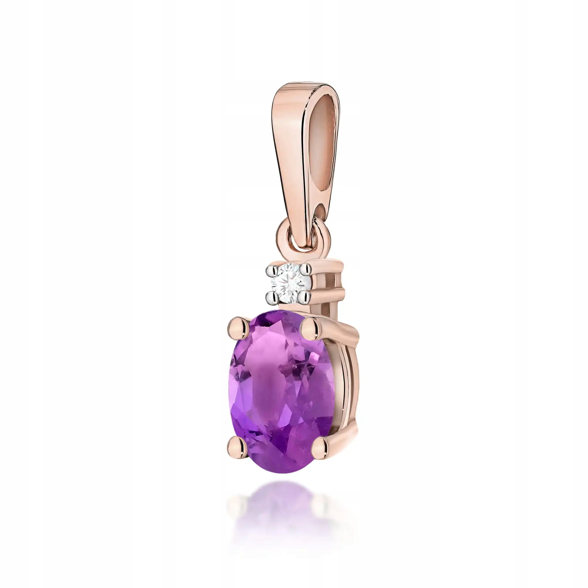 Zlatý přívěsek 585 s ametystem 0,40 ct růžové zlato efektní elegantní 14k