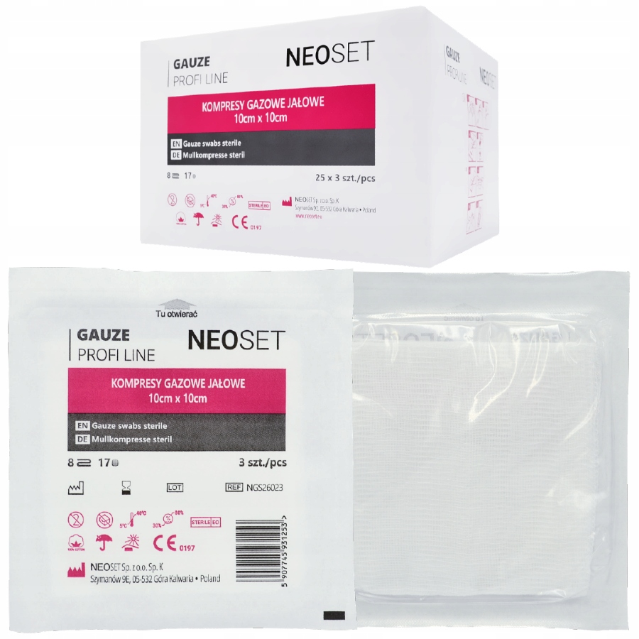 

Kompresy Z Gazy Gazowe Sterylne 8W 17N 10x10cm x75