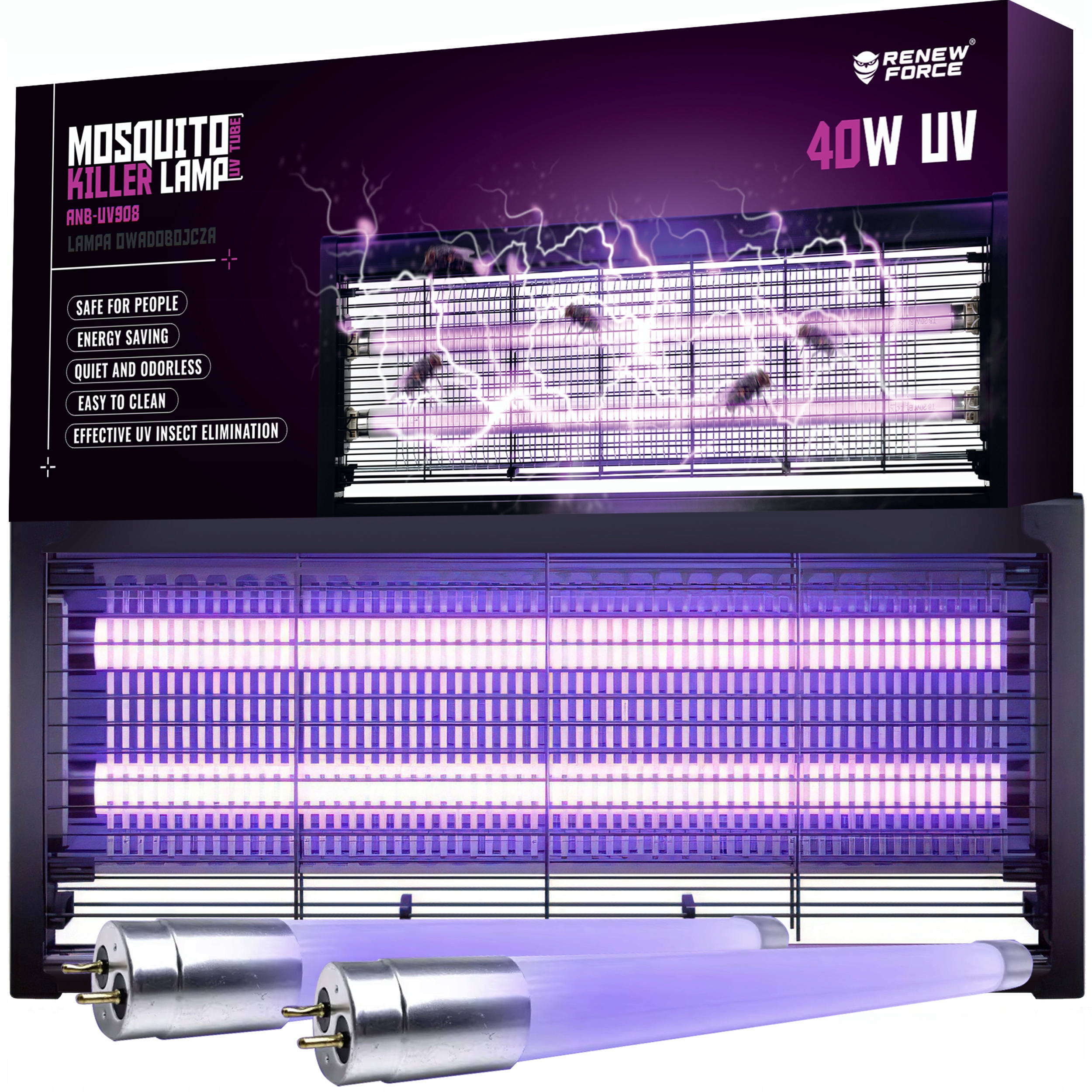 Lampa Owadobójcza Na Komary Muchy Pułapka Elektryczna Uv 67cm 200m2 XXXL