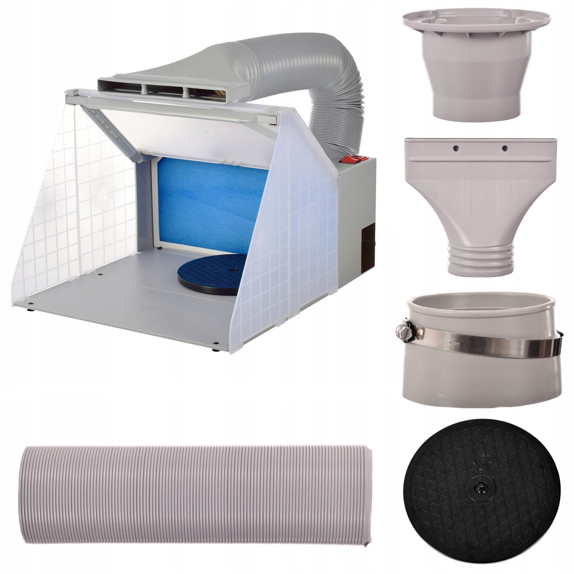 Modelářská kabina 42 cm Malířské malování Aerografu osvětlení. Led ventilátor