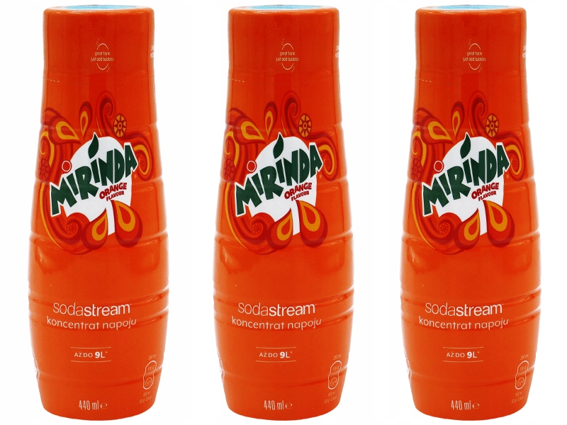3x SYROP SODASTREAM KONCENTRAT MIRINDA DO SATURATORA 9L NAPOJU z 440ml Marka SodaStream