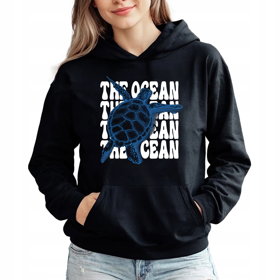 The Ocean s kapucí Černá Mikina , trendy styl, Dárek velikost L