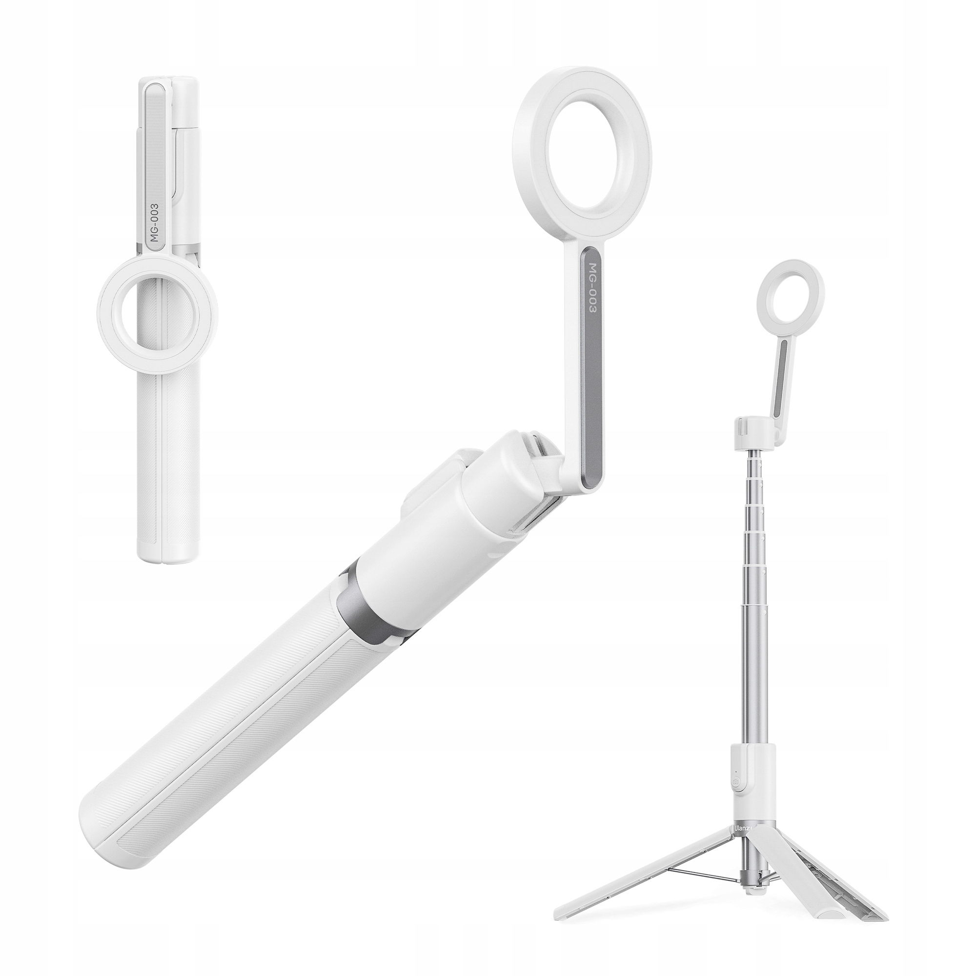 Magnetický selfie stick Ulanzi MG-003 Biely Silné magnety Rotácia 360°