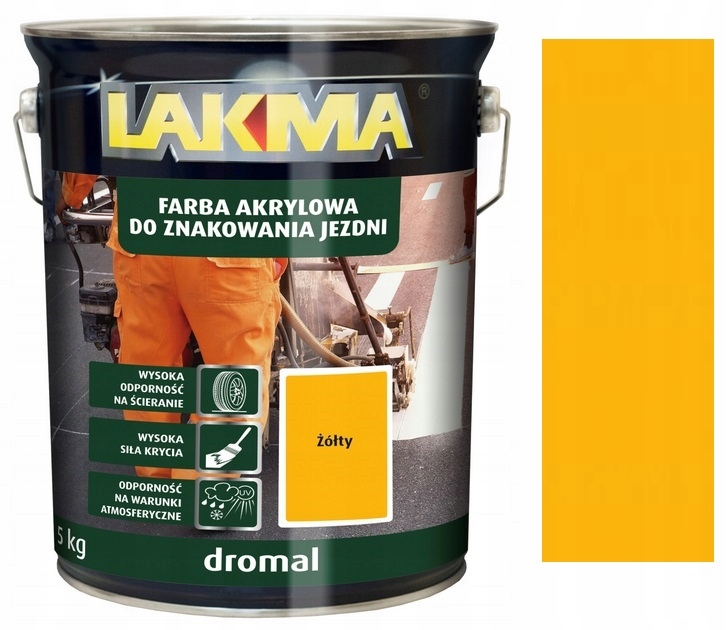 Lakma Dromal Farba Drogowa Do Linii Pasów Żółta 5KG
