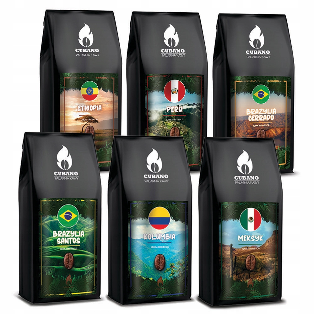 Kawa ziarnista Palarnia Cubano 100% Arabica zestaw 6x250 g