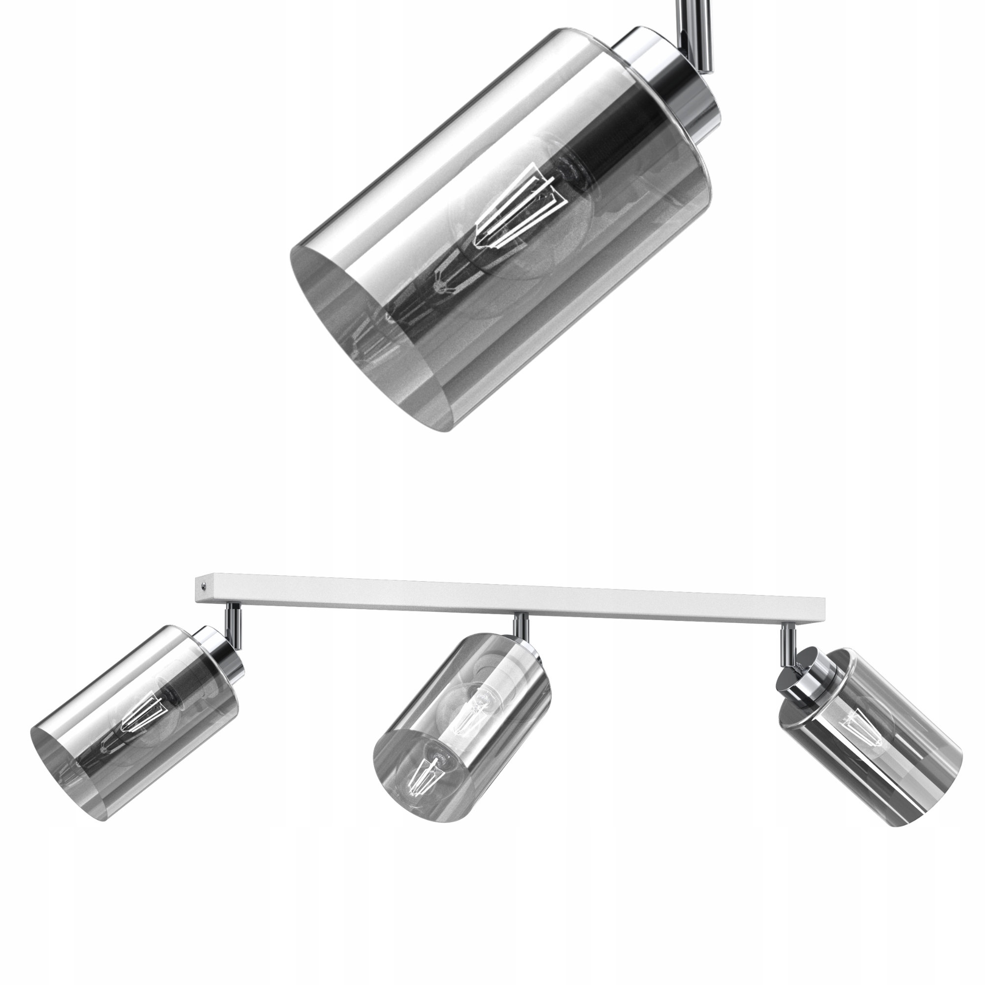 Stropní Svítidlo Stropní Svítidlo Skleněná Chromová Stínidlo Grafit E27 3-BOD Polská Led Lampa