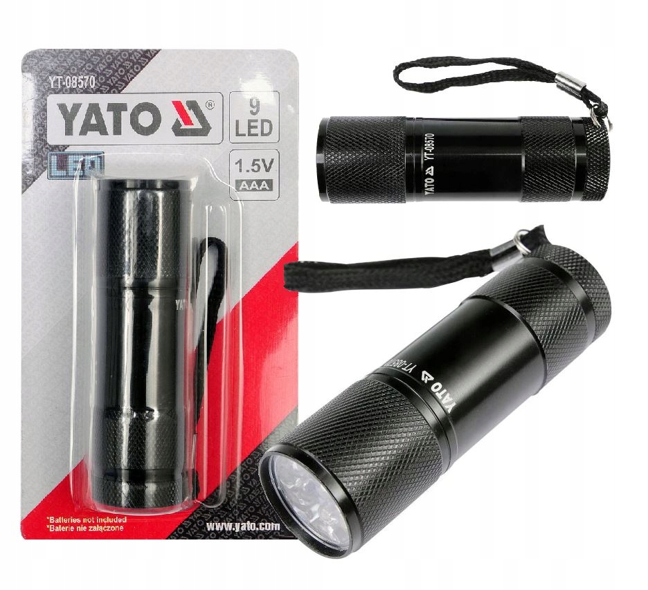 Latarka Aluminiowa 9 Led Czarna 3XAAA Yato YT-08570