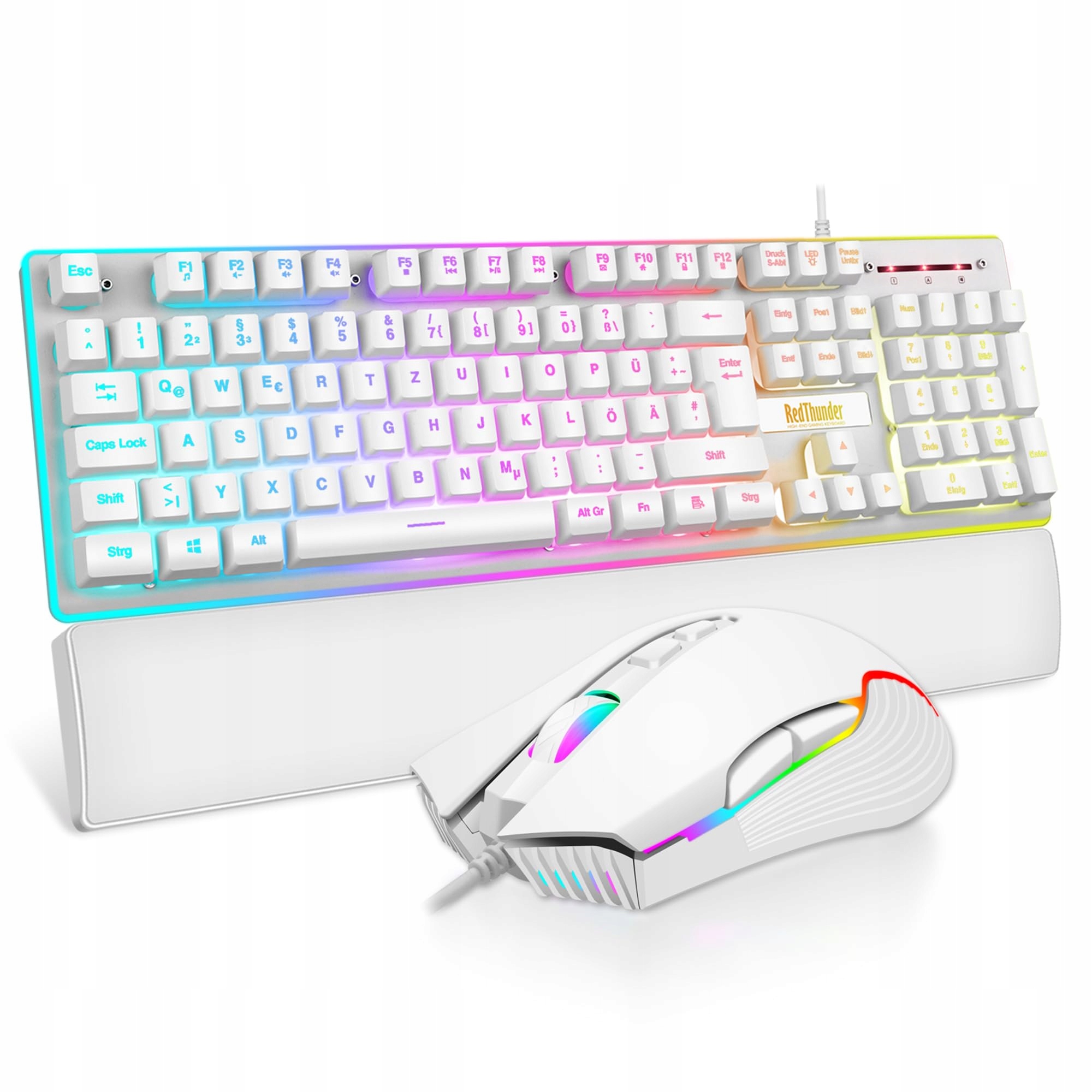 RedThunder K10 zestaw klawiatury i myszki do gier z podpórka, Rgb Qwertz
