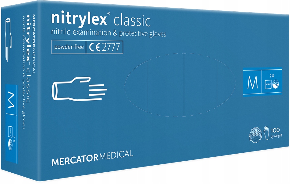 

Rękawice Nitrylowe Mercator Classic M 100 sztuk