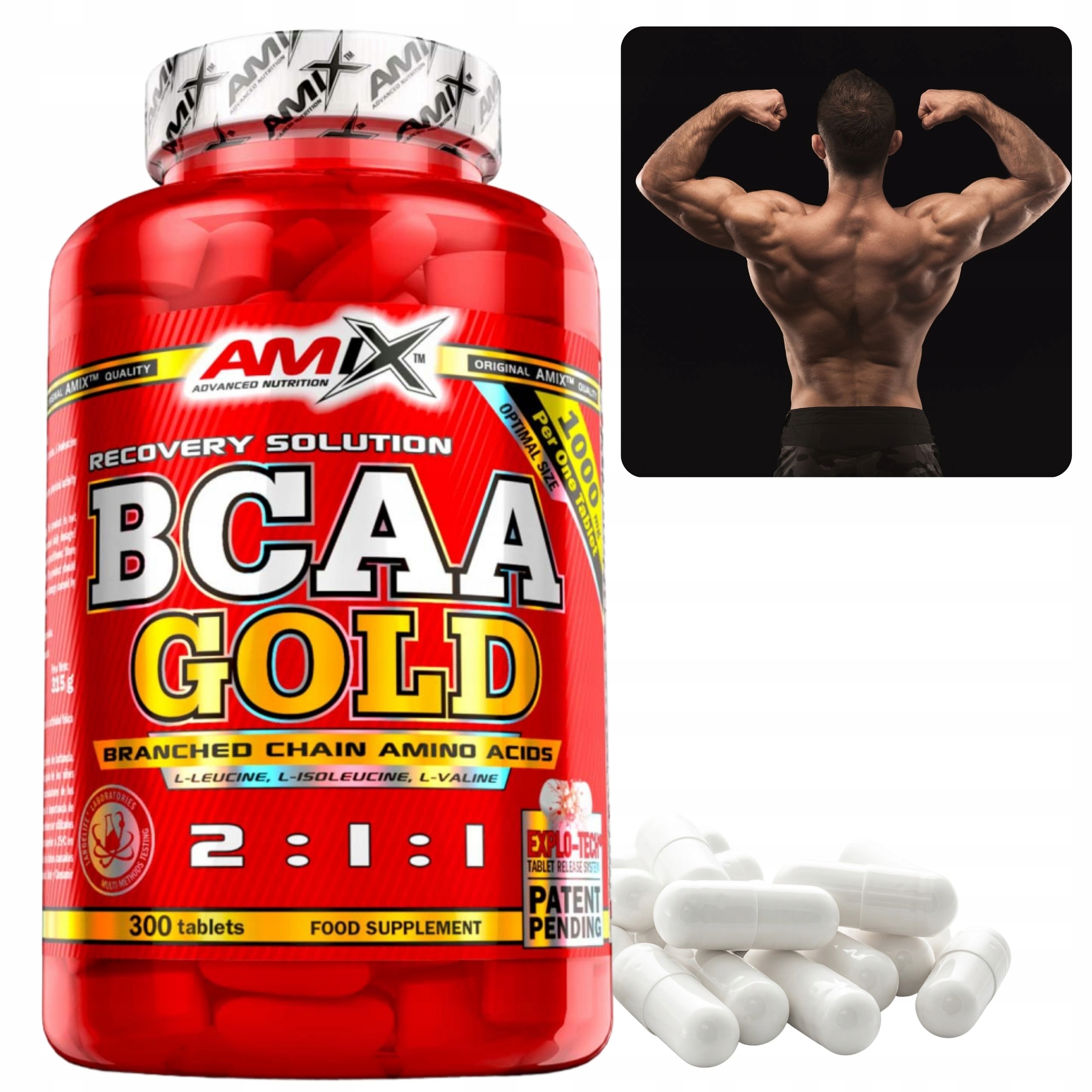 Amix Bcaa Gold Aminokyseliny s rozvětveným řetězcem 2:1:1 Obnova svalů 300 tabl