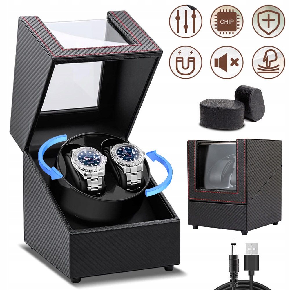 Rotomat Na 2 Hodinky Automatická Krabička Na Navíječ Hodinek Dvojitá